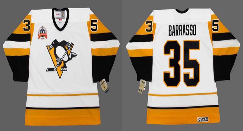 2019 Men Pittsburgh Penguins #35 Barrasso White yellow CCM NHL jerseys->pittsburgh penguins->NHL Jersey
